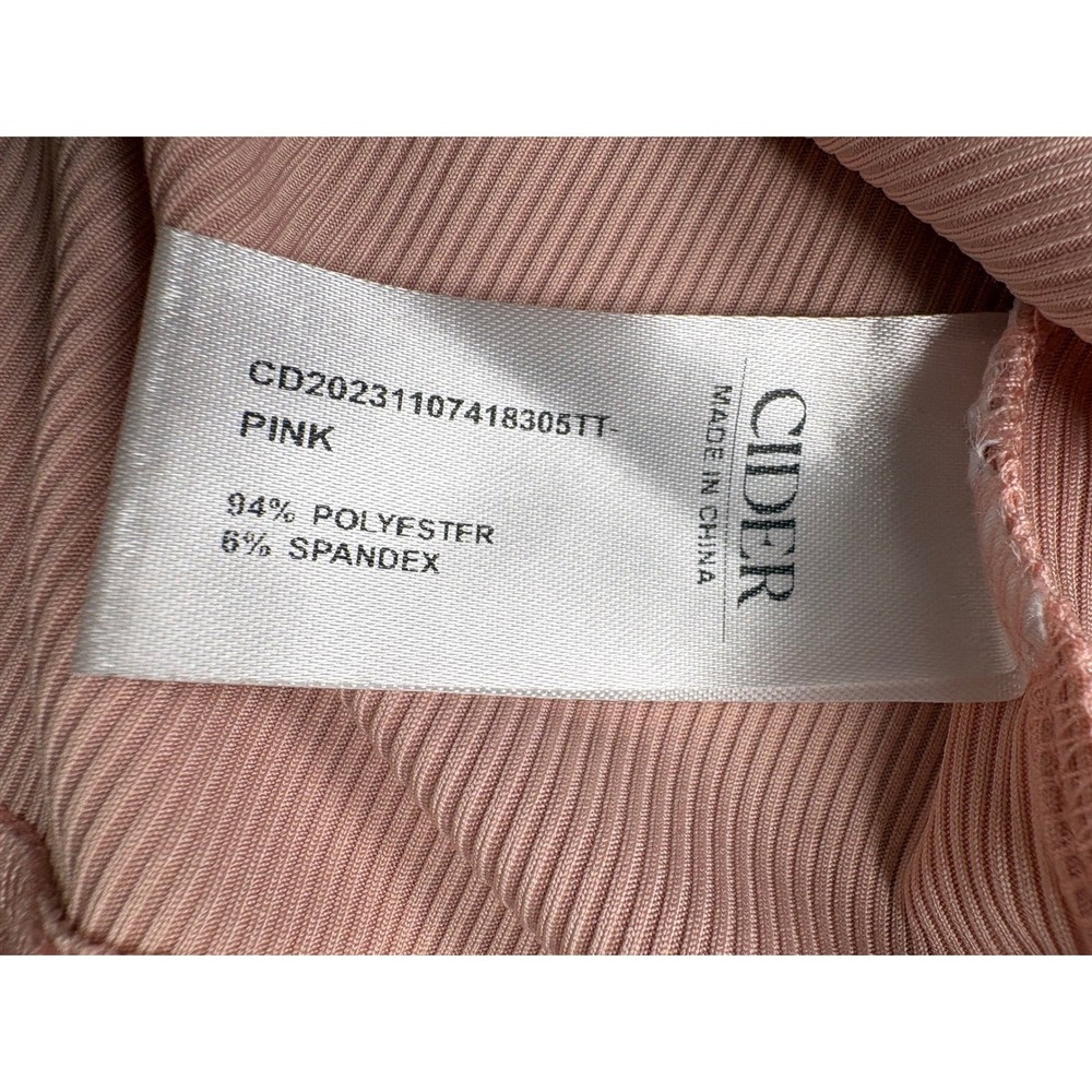 Cider Blush Pink Ribbed Draped Cowl Neck Short Sleeve Top XL Y2K - Picture 7 of 8